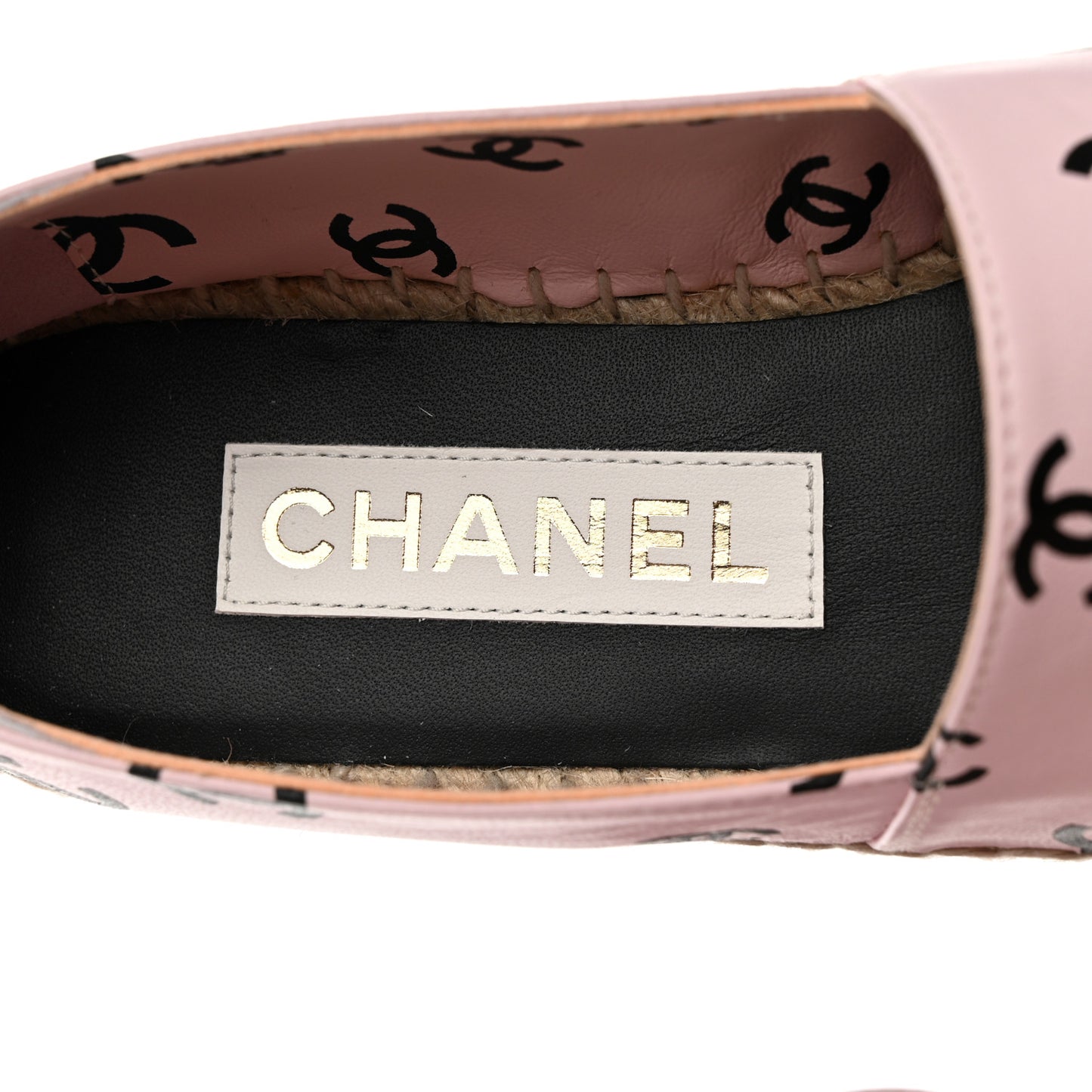 Lambskin Printed Coco Beach Espadrilles 36 Light Pink Black