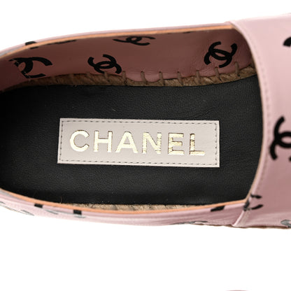 Chanel Lambskin Printed Coco Beach Espadrilles 36 Light Pink Black 6 of 10