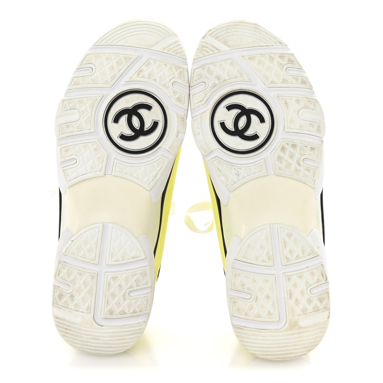 Chanel Lycra Fabric CC Sneakers 38 Yellow 6 of 10