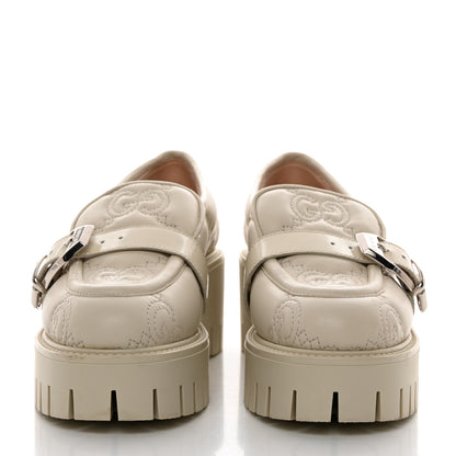 Gucci Nappa Cordovan Lux GG Matelasse Buckled Platform Lug Sole 60mm Loafers 36.5 Milk White 2 of 9