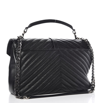 Saint Laurent Sheepskin Matelasse Chevron Monogram Large College Satchel Black 3 of 9