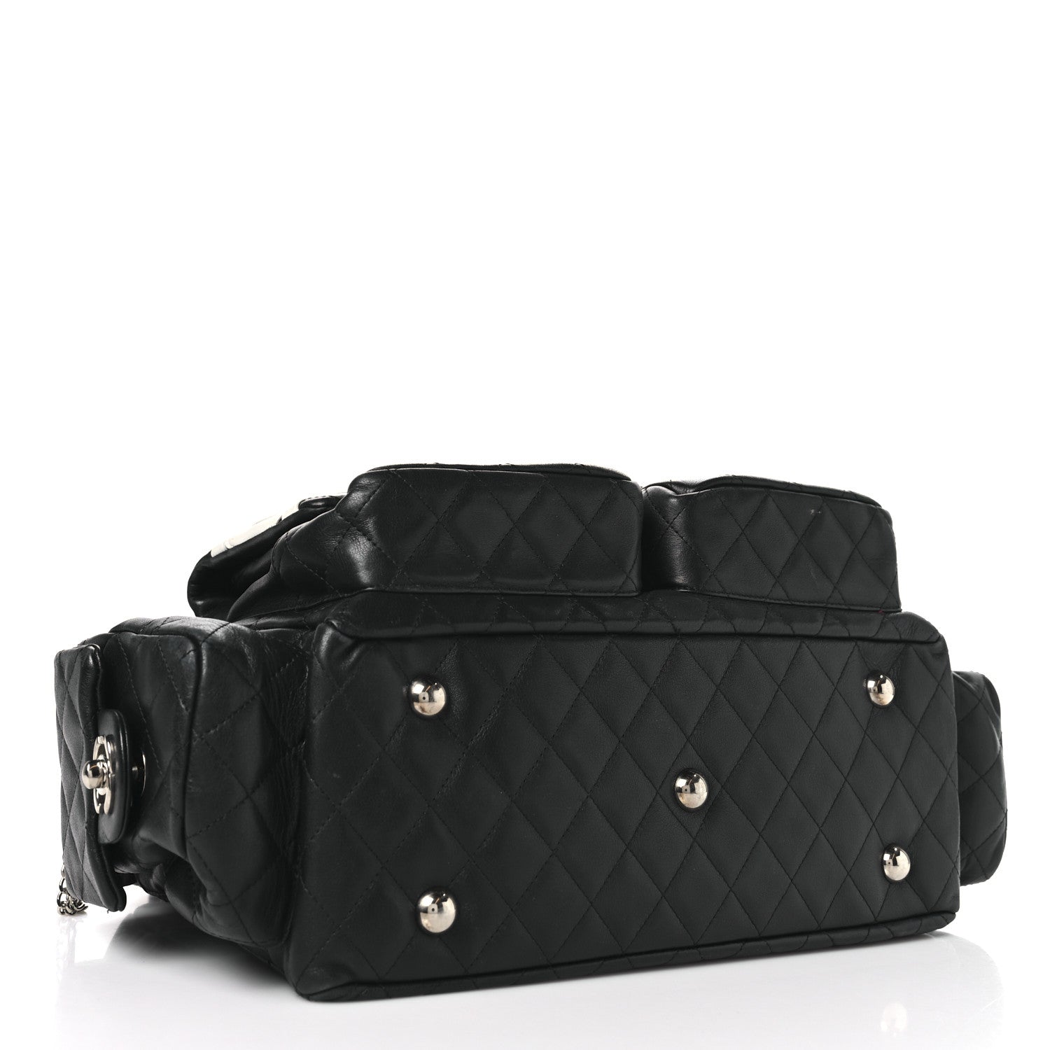 Chanel Calfskin Quilted Large Cambon Multipocket Reporter Black White 4 of 15