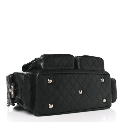 Chanel Calfskin Quilted Large Cambon Multipocket Reporter Black White 4 of 15