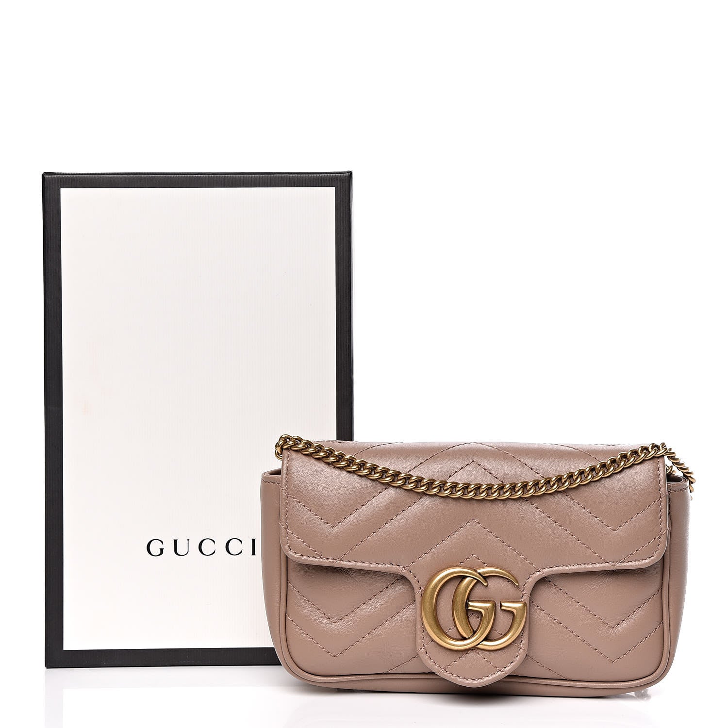 Gucci Calfskin Matelasse Super Mini GG Marmont Shoulder Bag Porcelain Rose 11 of 11
