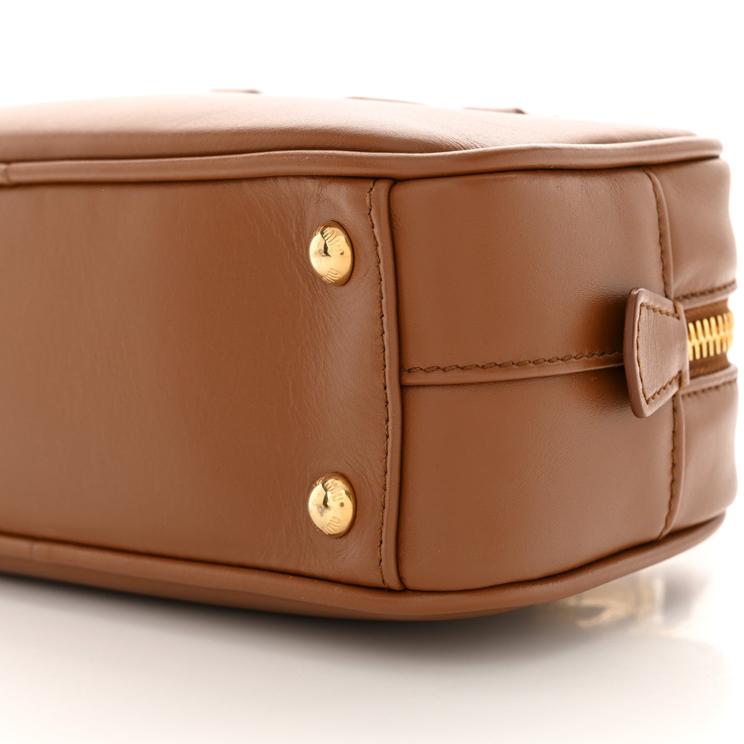 Miu Miu Calfskin Regular Arcadie Top Handle Bag Cognac 9 of 9