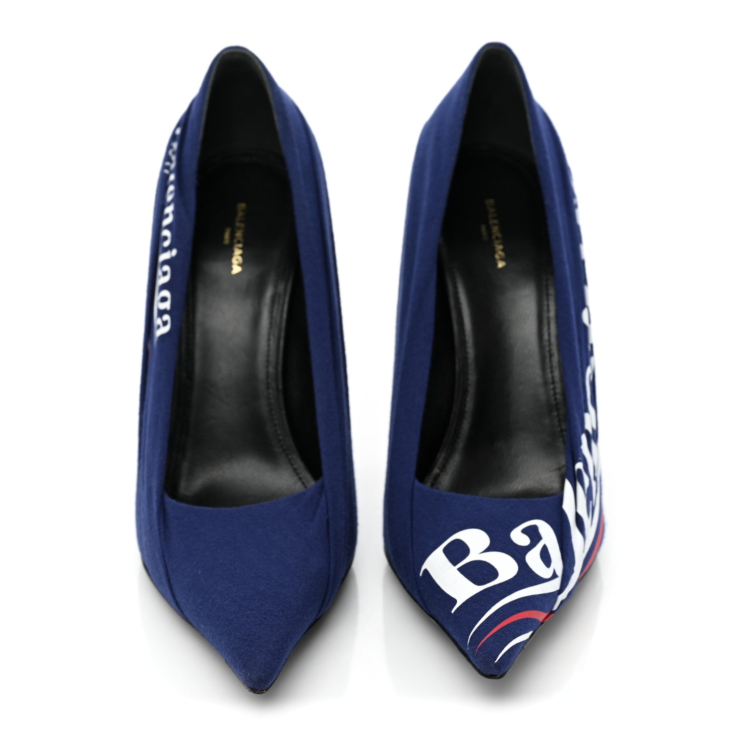 Jersey Crepe Political Campaign Logo Knife 115 Pointed Pumps 38.5 Pacifique White Rouge