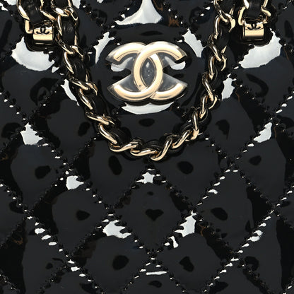 Chanel Patent Calfskin Quilted Shiny Coco Clutch With Chain Black 8 of 11