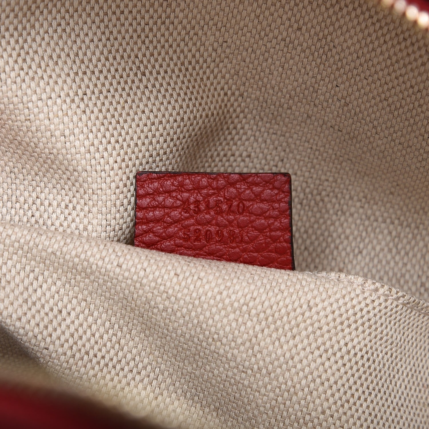 Gucci Pebbled Calfskin Bi-Color Soho Chain Backpack Red Navy 7 of 7