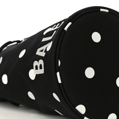 Balenciaga Recycled Sport Nylon Polka Dot Logo Embroidered Wheel Drawstring Bucket Bag XS Black White 8 of 9