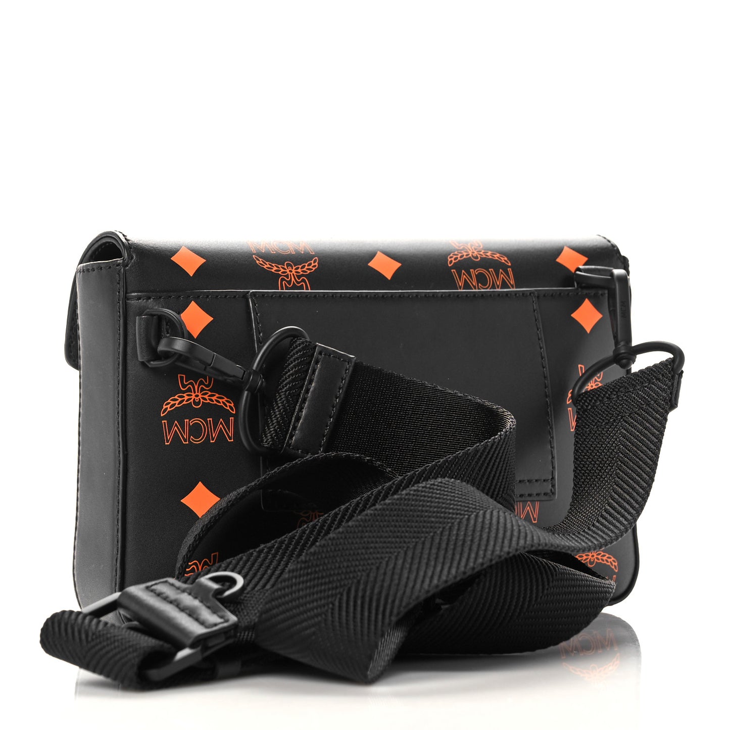 Calfskin Color Splash Logo Crossbody Small Black Orange