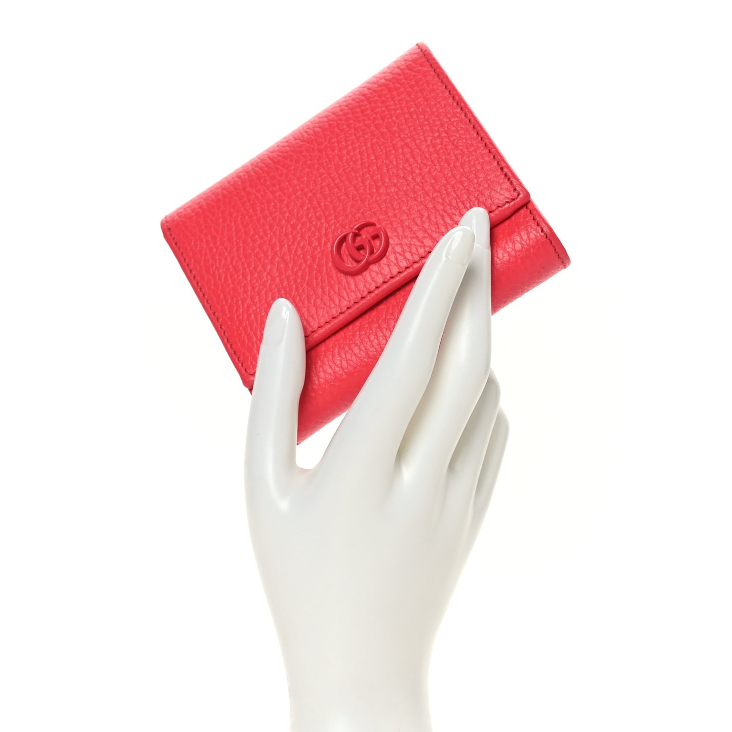 Dollar Calfskin Enamel Monochrome Medium GG Marmont Wallet Runway Coral