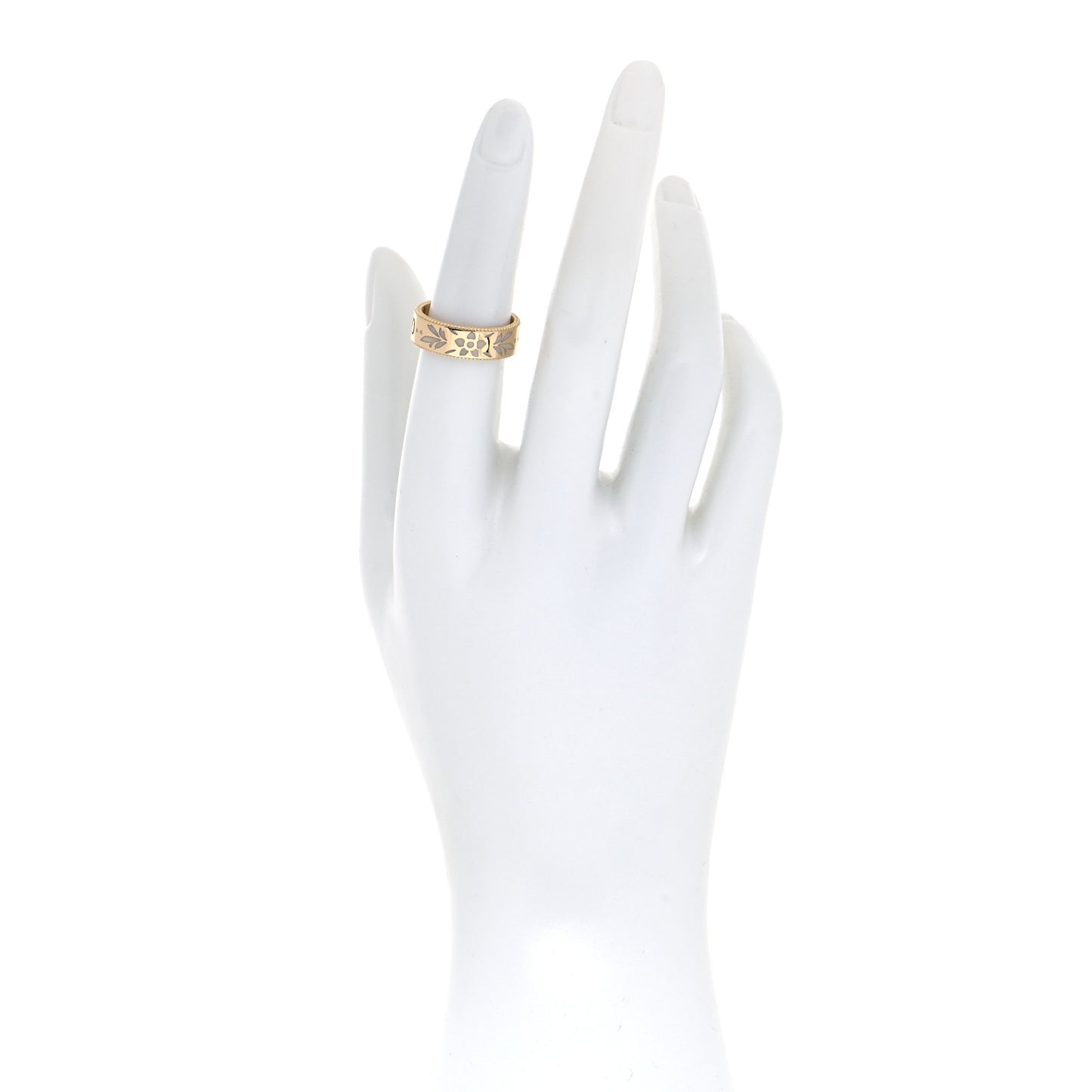 18K Yellow Gold Enamel 6mm Icon Blooms Ring 53 6.25