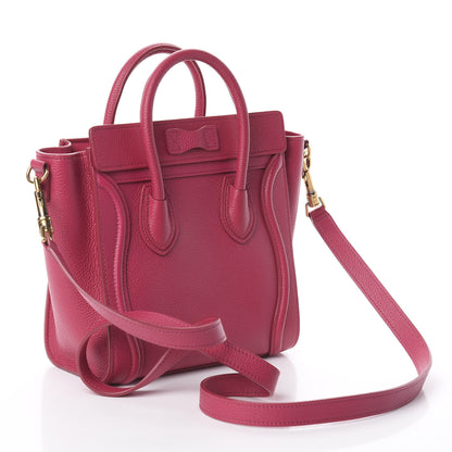 Celine Drummed Calfskin Nano Luggage Fuchsia 2 of 8