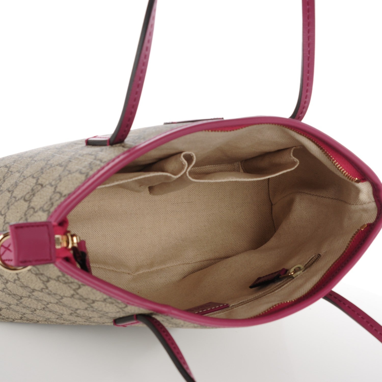 Gucci GG Supreme Monogram Small Zippered Tote Beige New Rosette 7 of 7