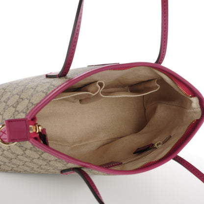 Gucci GG Supreme Monogram Small Zippered Tote Beige New Rosette 7 of 7