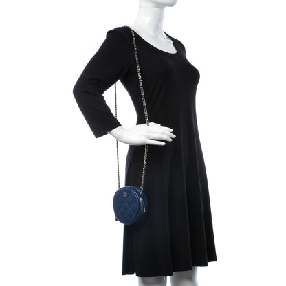 Chanel Caviar Quilted Round Clutch With Chain Navy 2 of 8