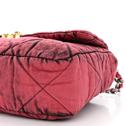 Chanel Washed Denim Quilted Medium Chanel 19 Flap Pink 10 of 10