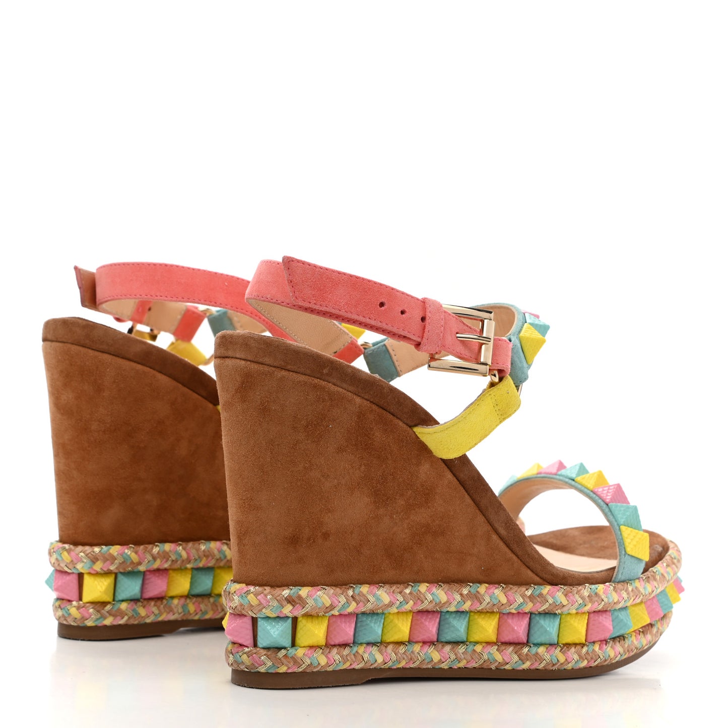 Veau Velours Pyraclou 110 Wedge Sandals 38 Biscotto