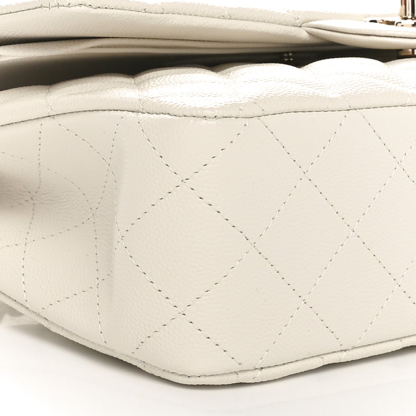Caviar Quilted Medium Double Flap White
