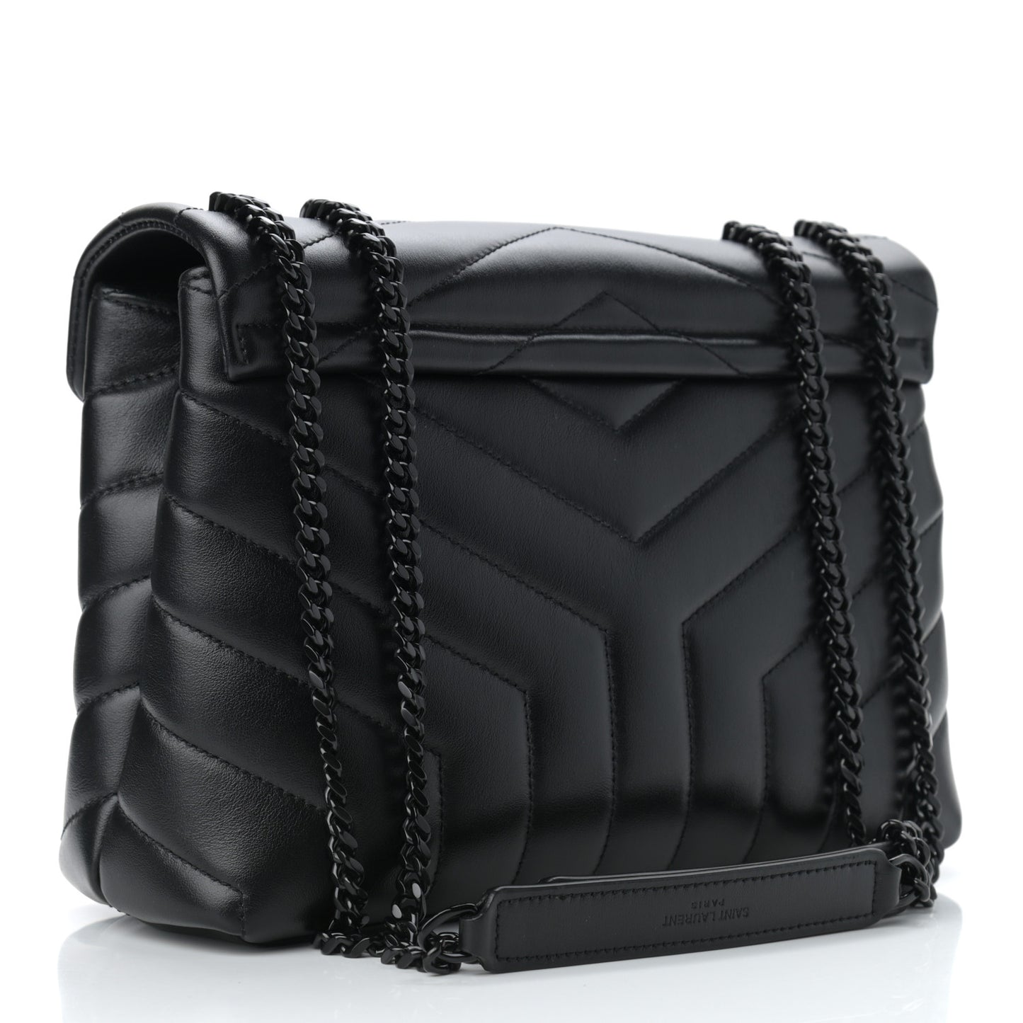 Calfskin Y Quilted Monogram Small Loulou Chain Satchel Black