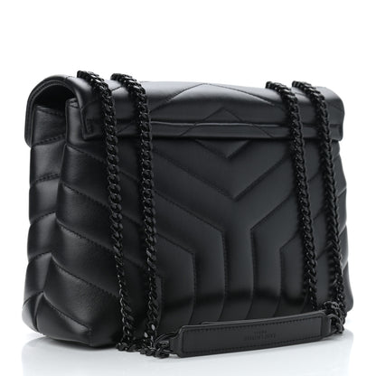 Saint Laurent Calfskin Y Quilted Monogram Small Loulou Chain Satchel Black 3 of 11
