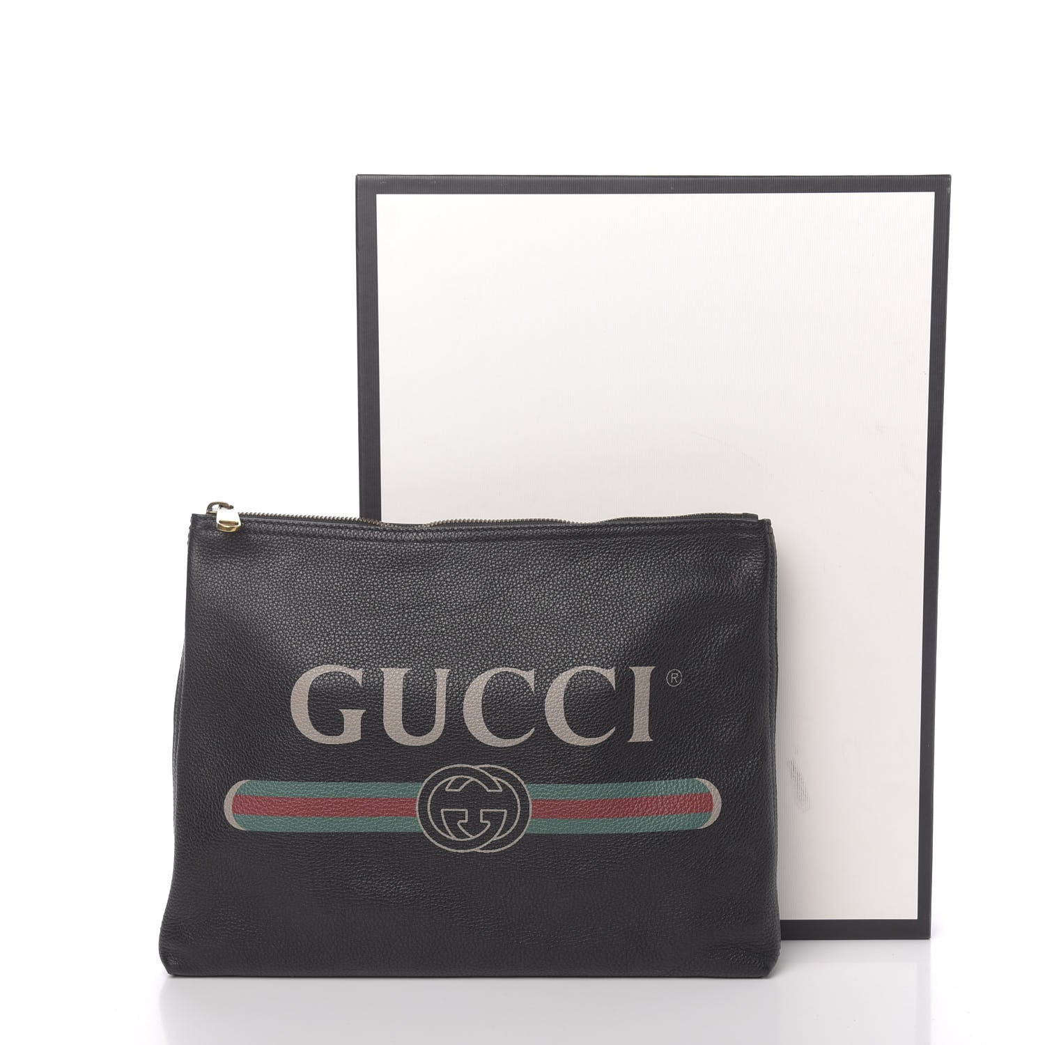 Gucci Pebbled Calfskin Medium Logo Portfolio Clutch Black 11 of 11