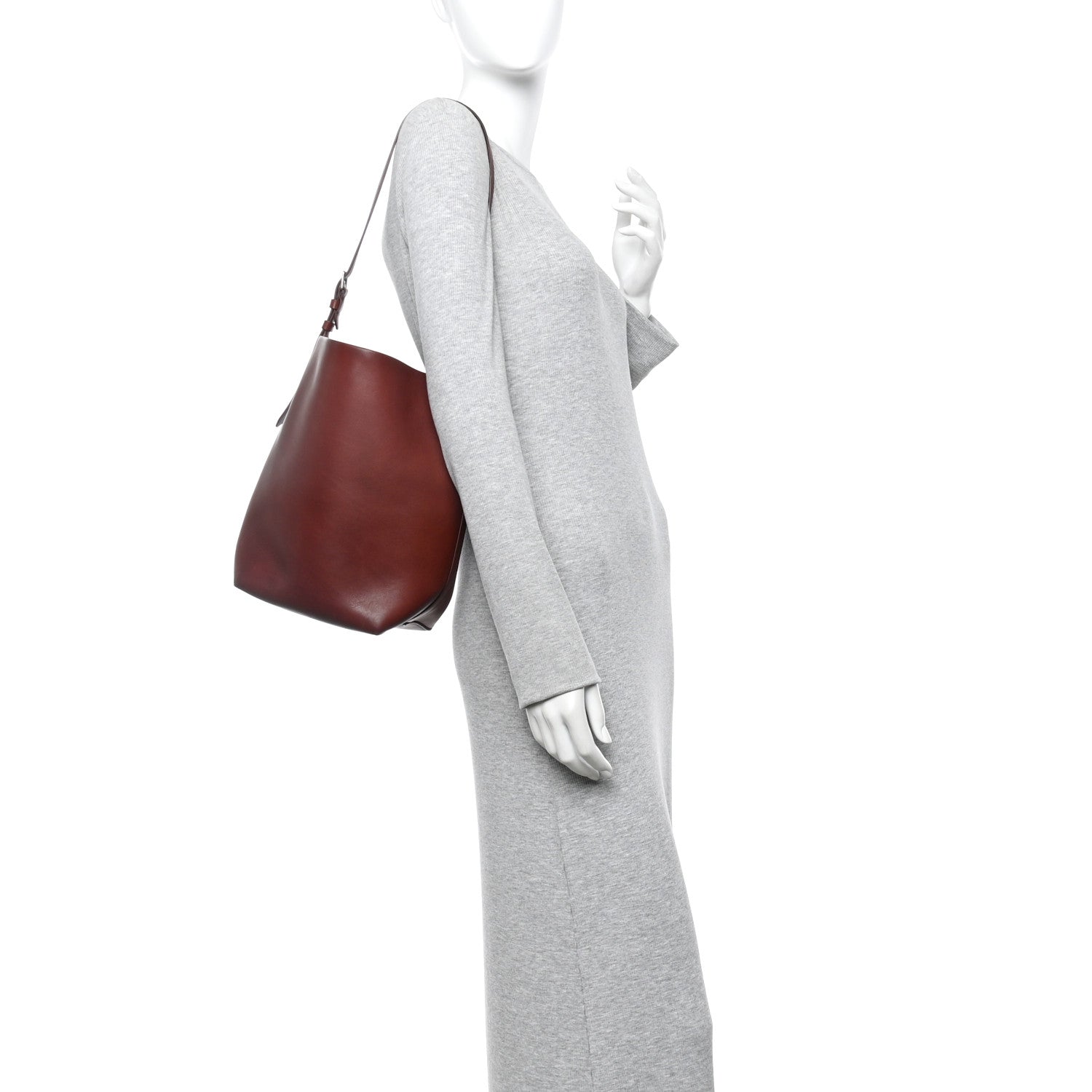 The Row Polished Saddle Calfskin Medium N/S Park Tote Burnt Wood 2 of 9