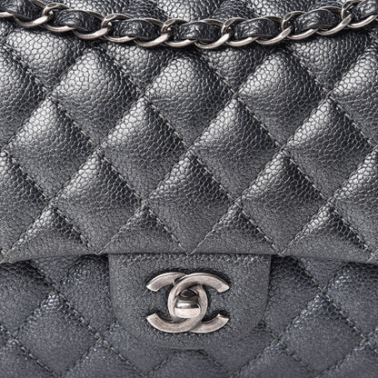 Chanel Pearly Caviar Quilted Medium Double Flap Grey 8 of 10