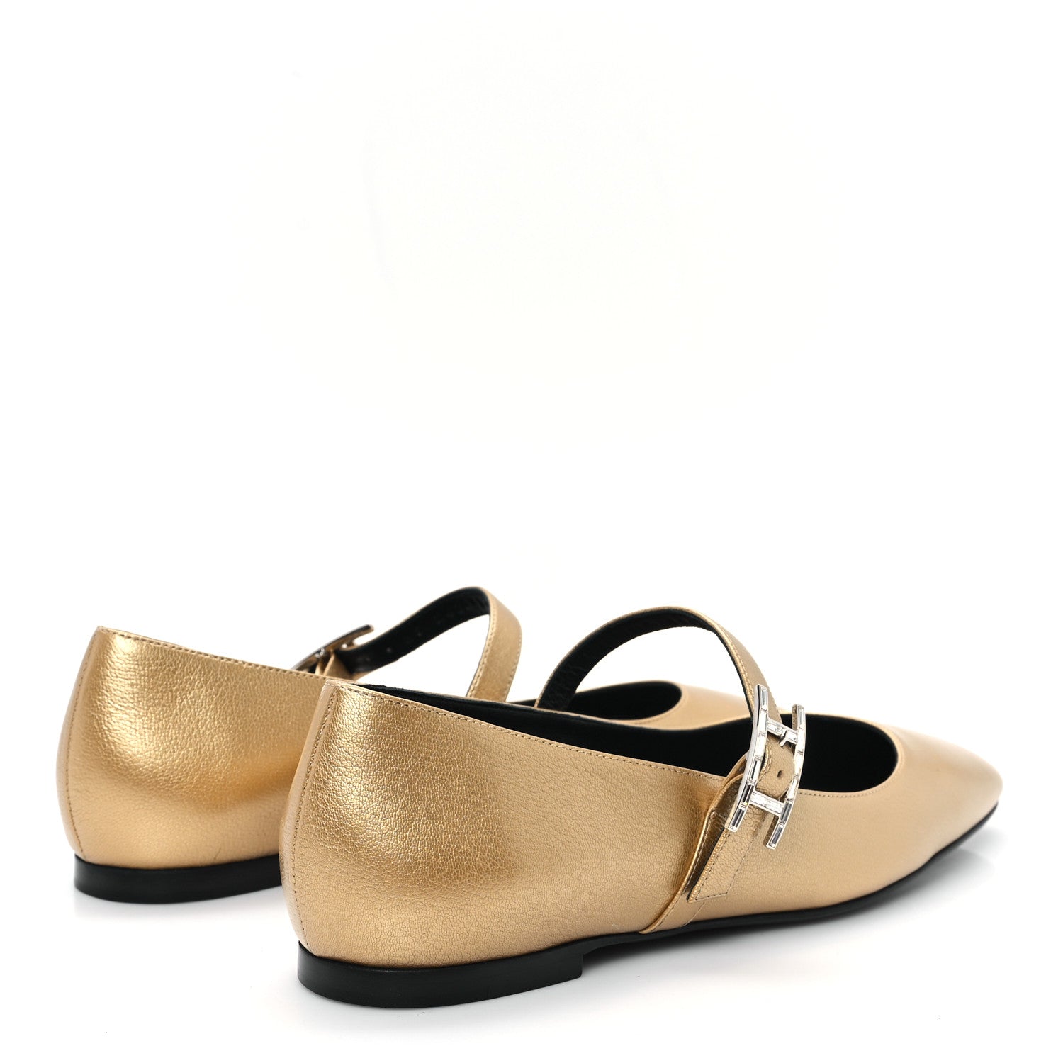 Hermes Metallic Goatskin Jane Ballet Flats 39.5 Dore 5 of 9