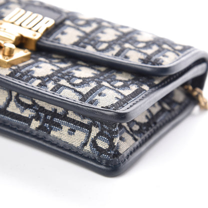 Christian Dior Oblique DiorAddict Wallet On Chain Clutch Navy Blue 10 of 11