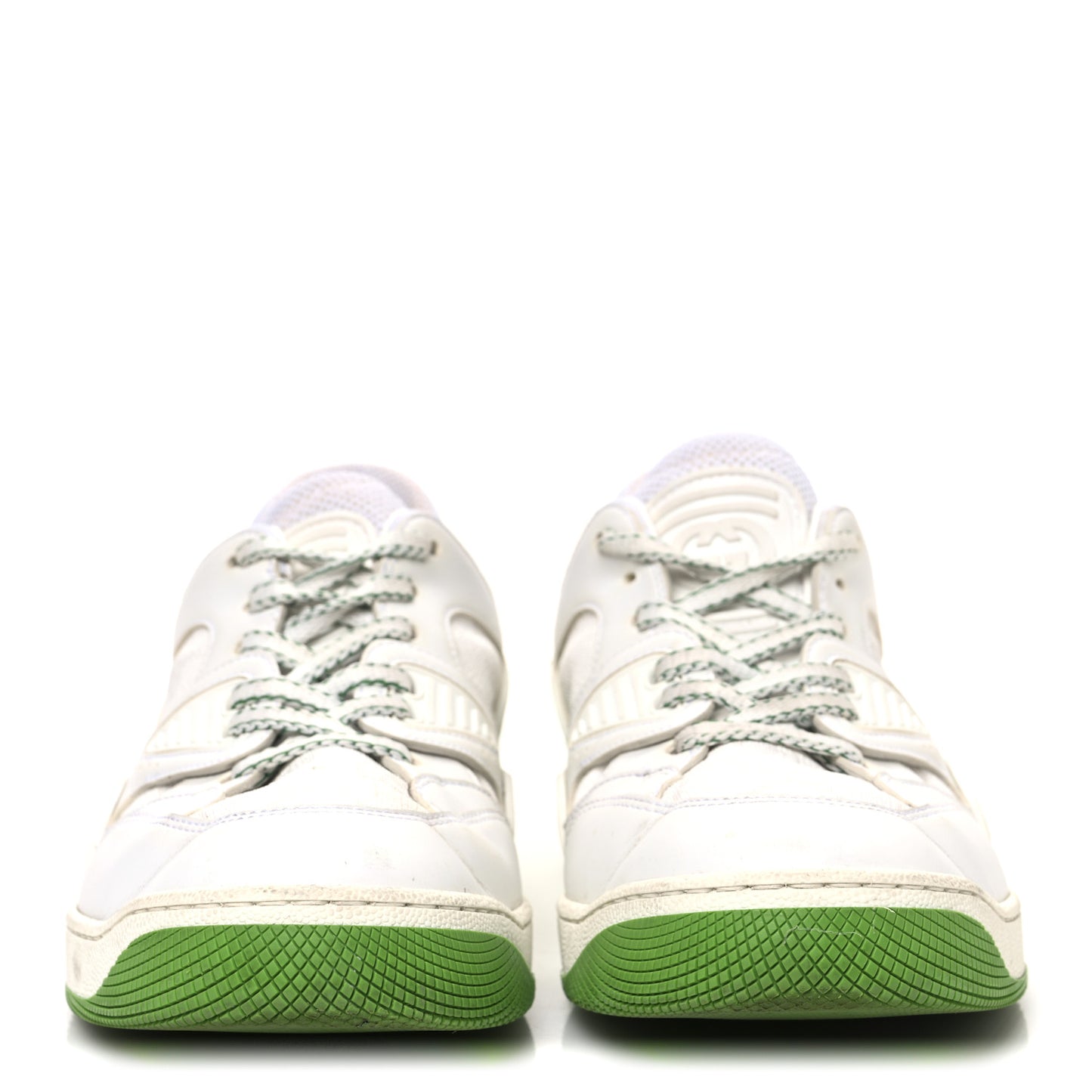 Demetra GG Supreme Monogram Womens Basket Low Top Sneakers 38.5 Great White Green