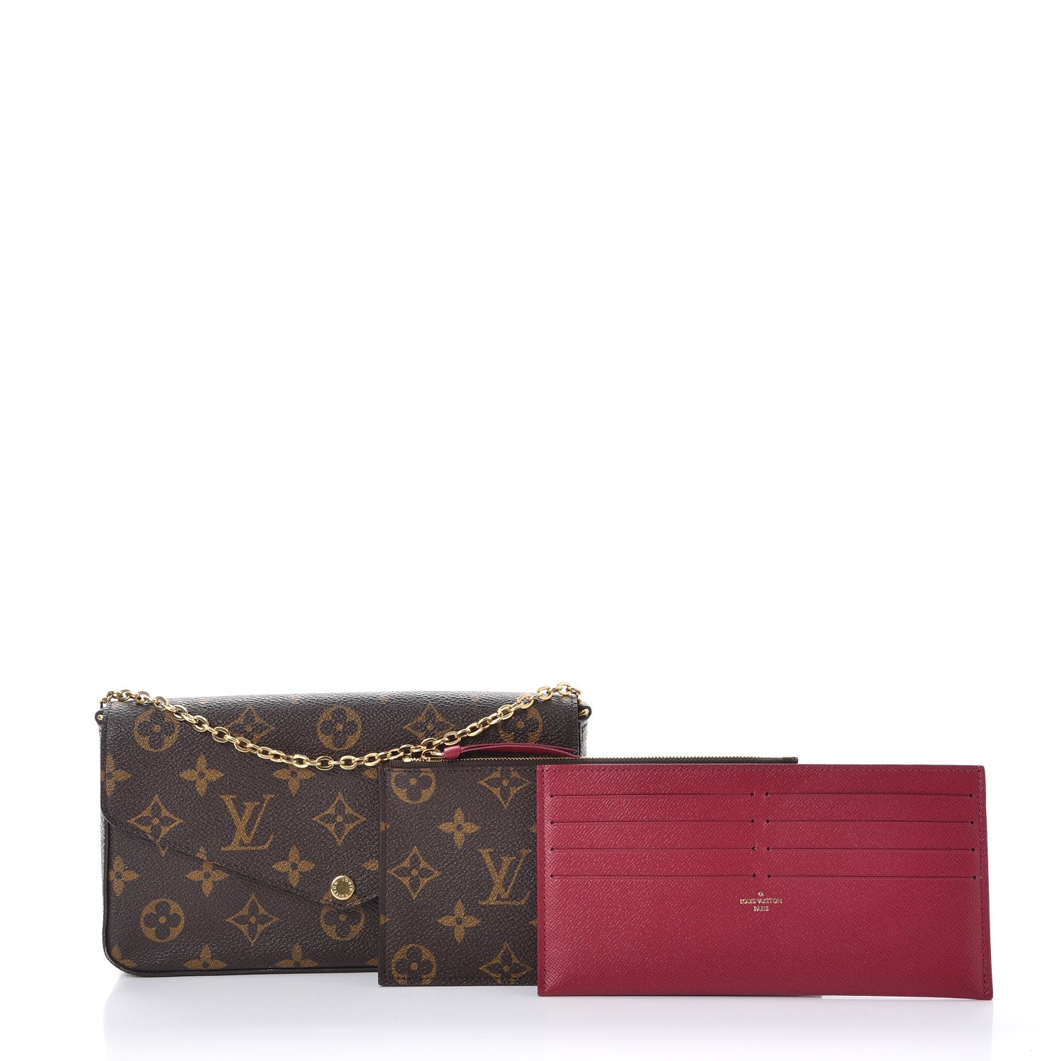 Louis Vuitton Monogram Pochette Felicie Chain Wallet Fuchsia 5 of 14