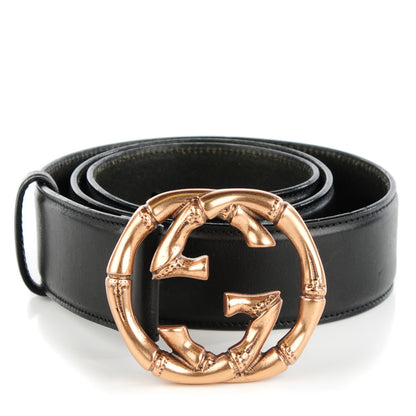 Gucci Calfskin Bamboo Interlocking G Belt 85 34 Black 1 of 6