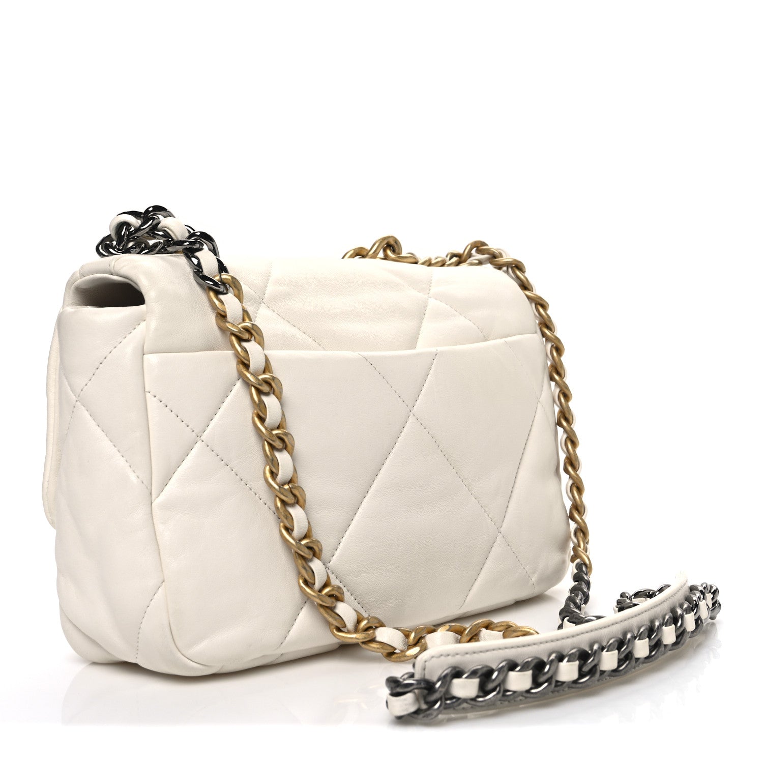 Chanel Goatskin Quilted Medium Chanel 19 Flap White 3 of 10