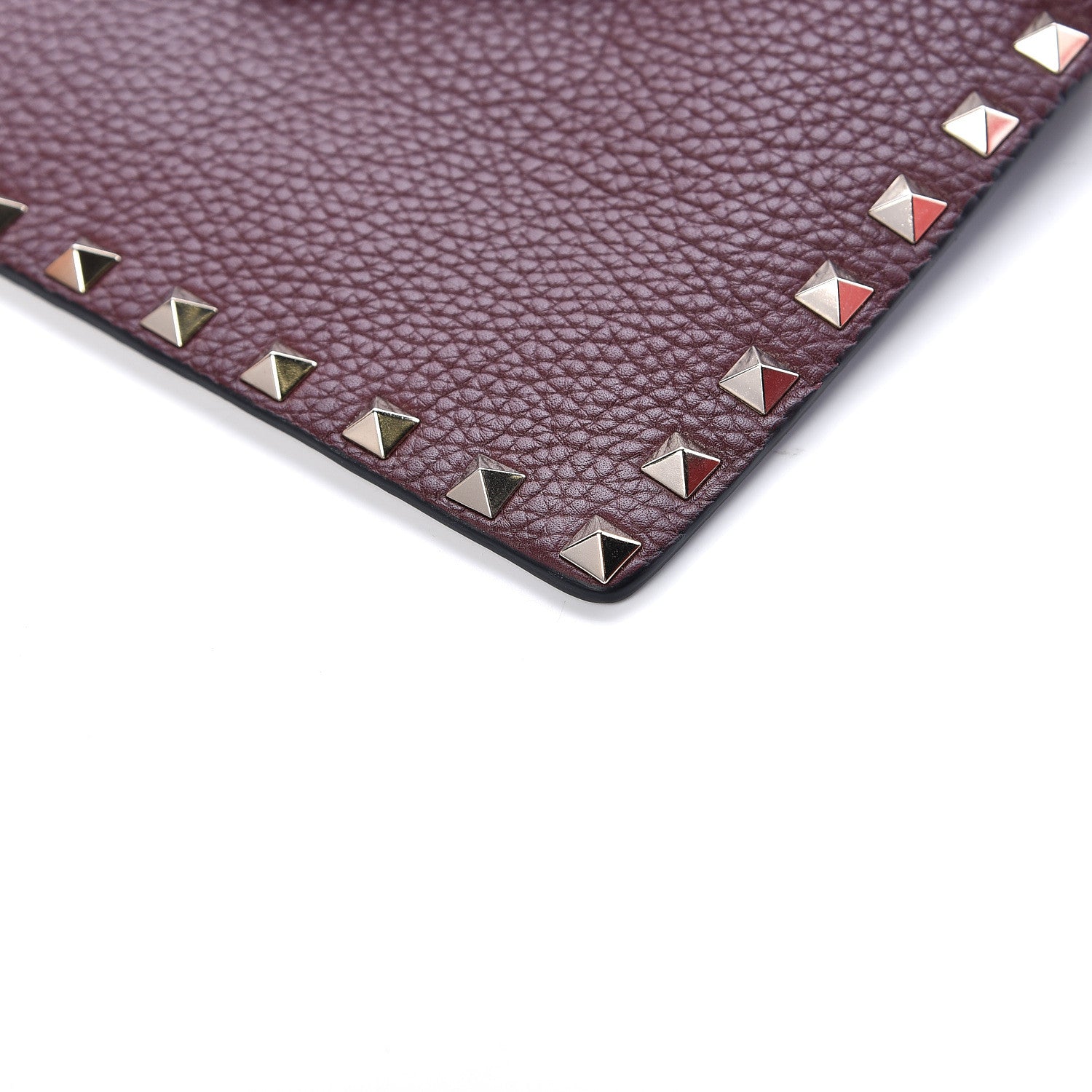 Valentino Garavani Pebbled Calfskin Medium Rockstud Envelope Flat Wristlet Pouch Rubin 8 of 9