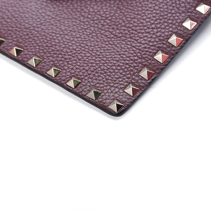 Valentino Garavani Pebbled Calfskin Medium Rockstud Envelope Flat Wristlet Pouch Rubin 8 of 9
