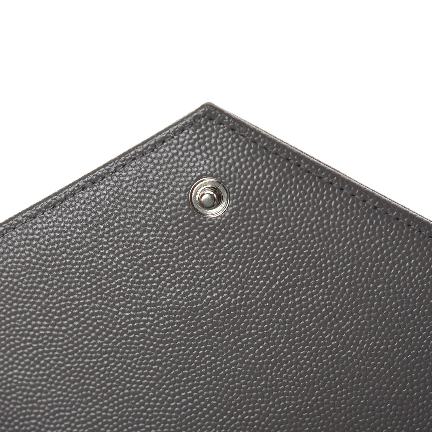 Saint Laurent Grain De Poudre Matelasse Chevron Monogram Chain Wallet Fog 10 of 11