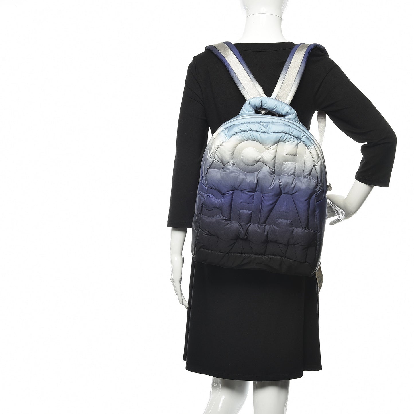 Nylon Embossed Small Doudoune Backpack Black Blue White