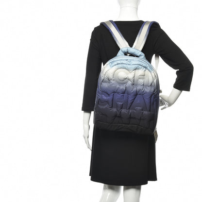 Chanel Nylon Embossed Small Doudoune Backpack Black Blue White 2 of 10