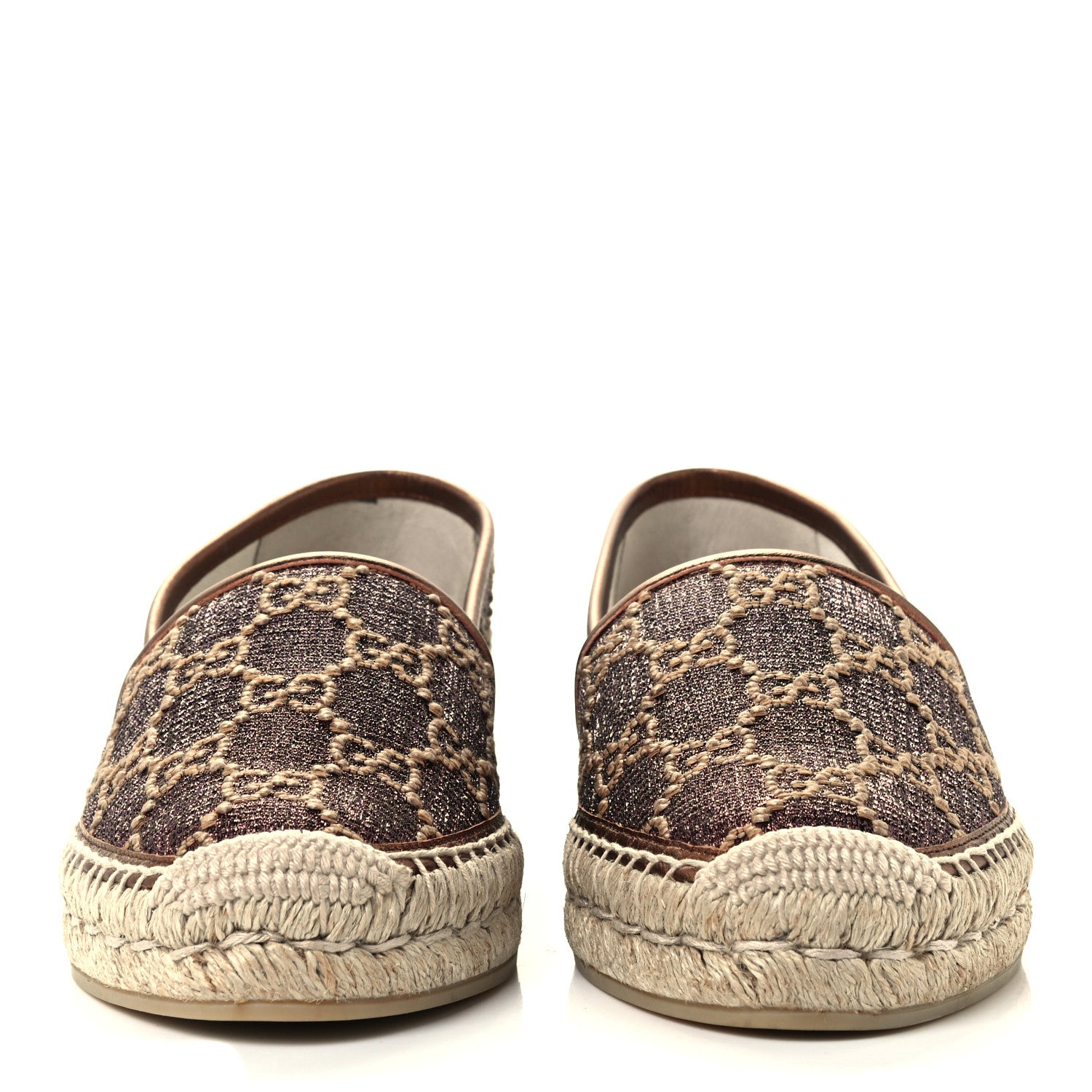 Gucci Lame Nappa GG Monogram Espadrilles 38 Brown Beige Light Bronze 3 of 14
