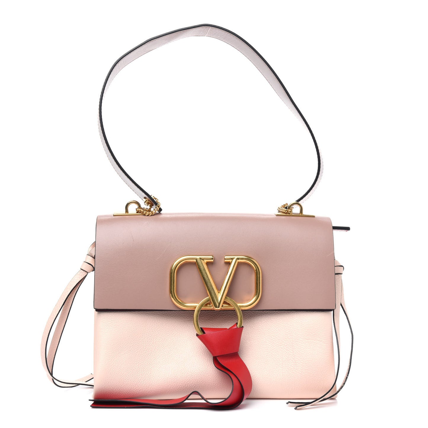 Smooth Calfskin Small VRing Crossbody Bag Rose Cannelle Light Ivory Cerise
