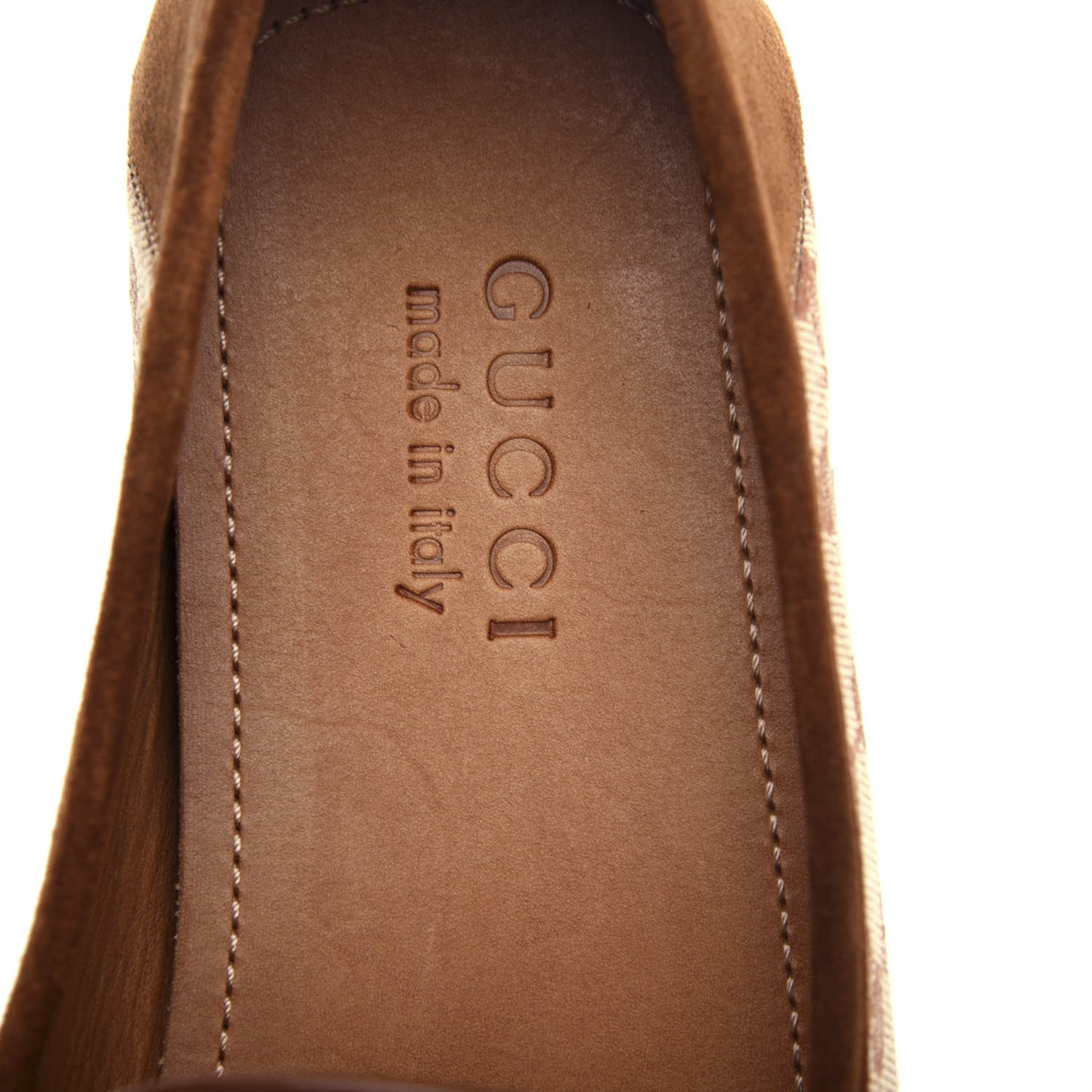GG Monogram Suede Mens Driver Loafers 8 Beige Ruggine Cuir