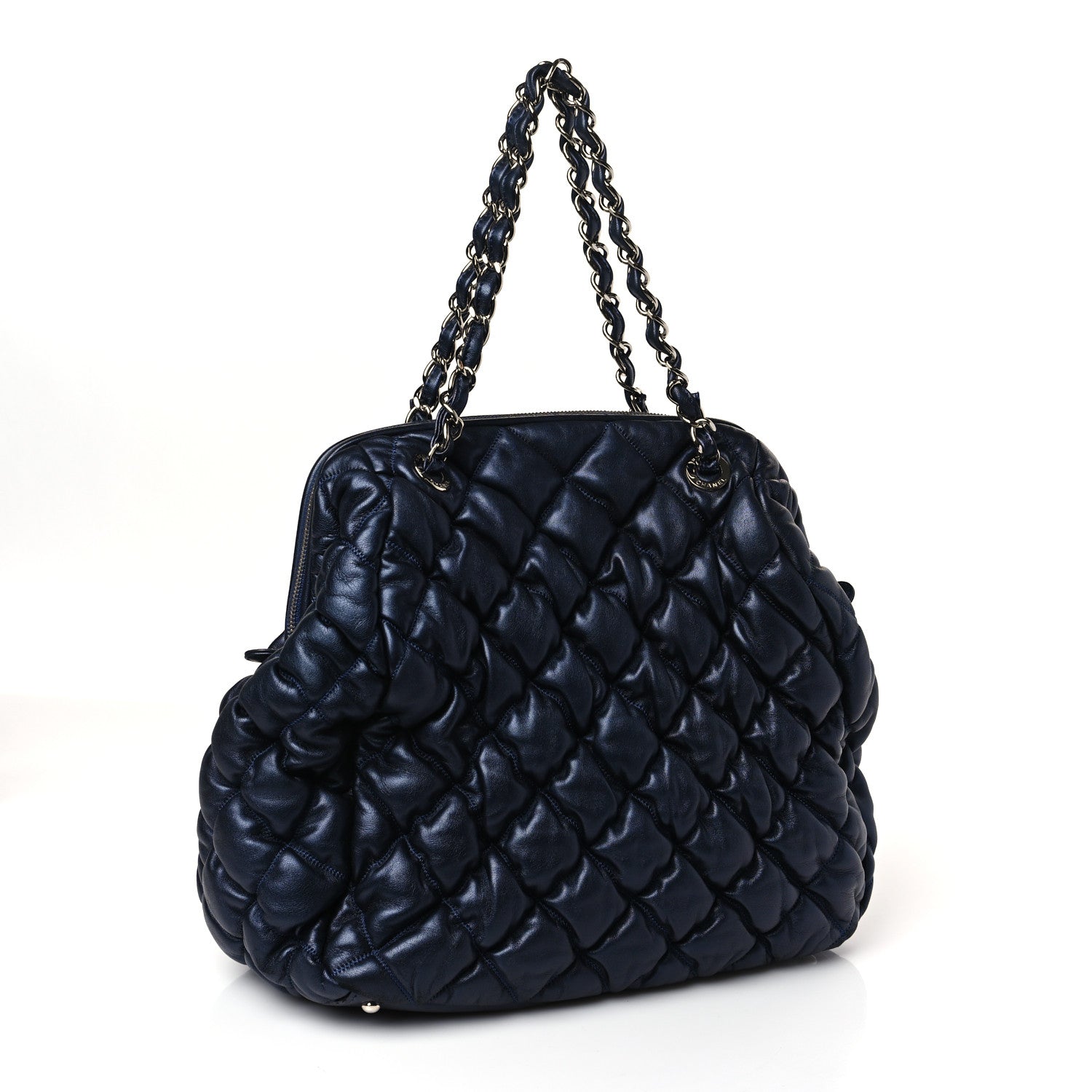 Chanel Calfskin Bubble Quilt Frame Bag Blue 3 of 10