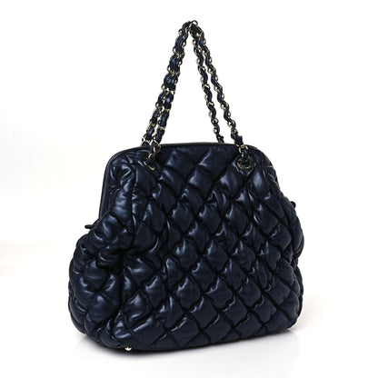 Chanel Calfskin Bubble Quilt Frame Bag Blue 3 of 10