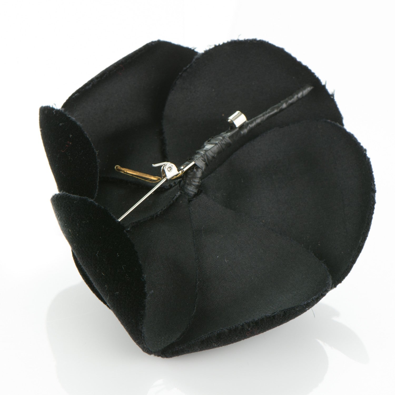 Chanel Velvet Camellia Brooch Pin Black 3 of 4