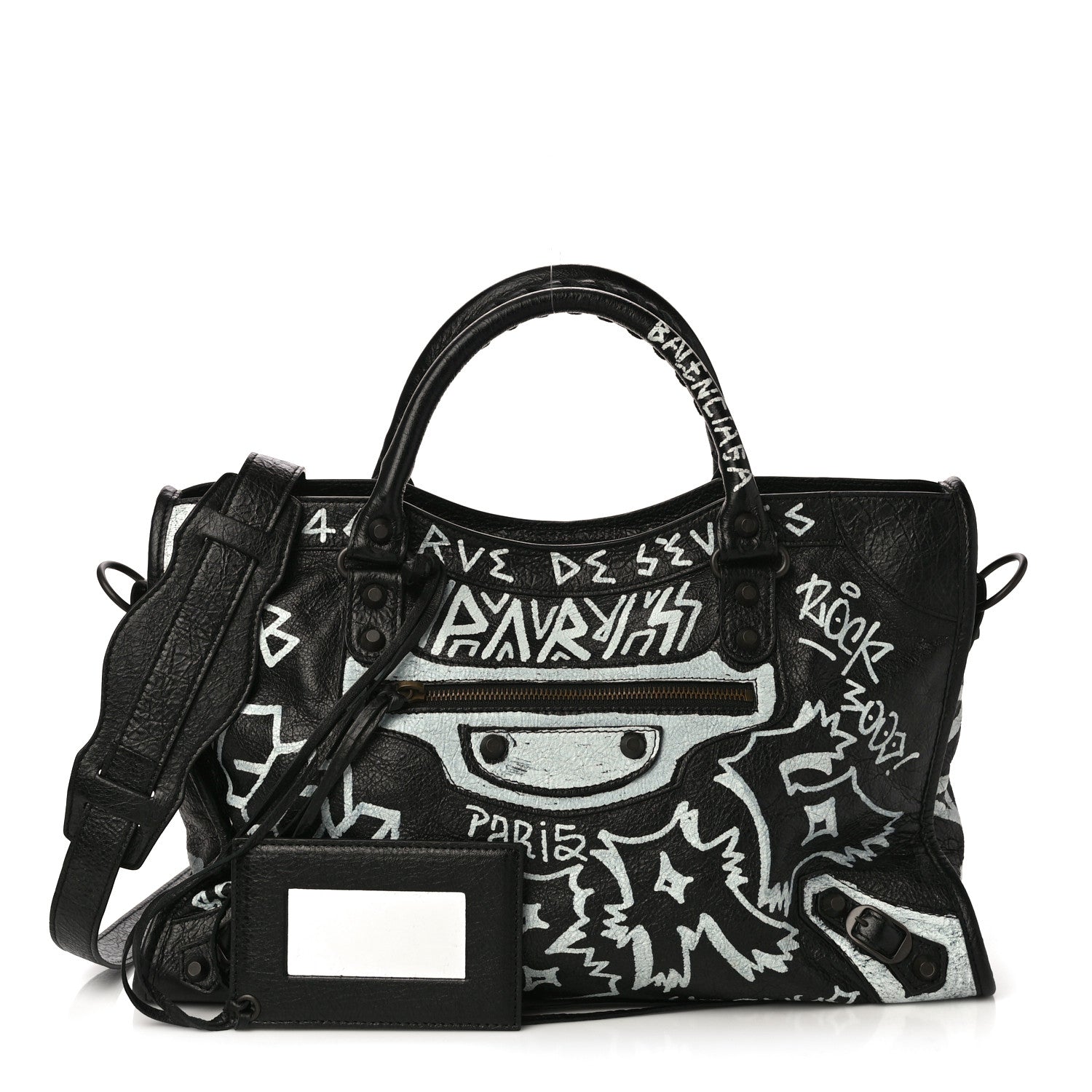 Balenciaga Agneau Arena Graffiti All Over Classic Hardware City Black White 1 of 9