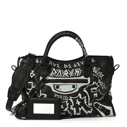 Balenciaga Agneau Arena Graffiti All Over Classic Hardware City Black White 1 of 9
