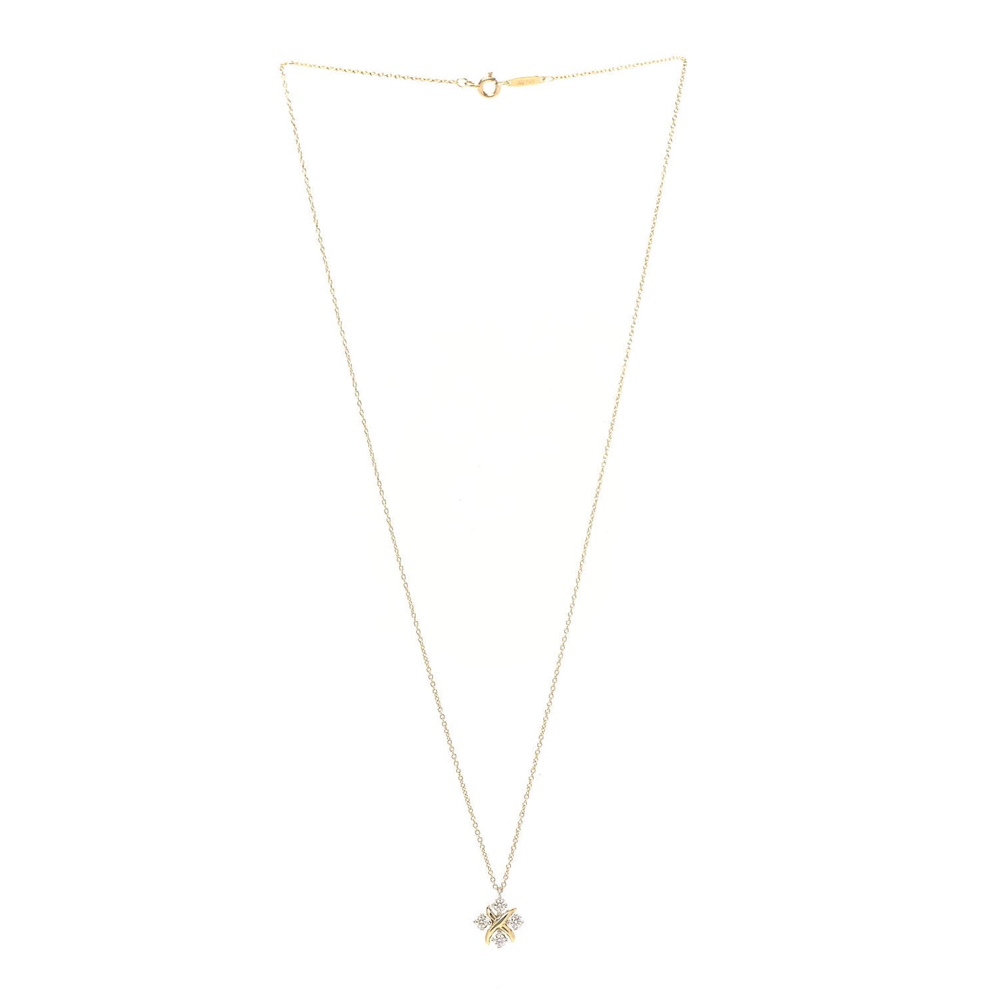 Platinum 18K Yellow Gold Diamond Schlumberger Lynn Pendant Necklace