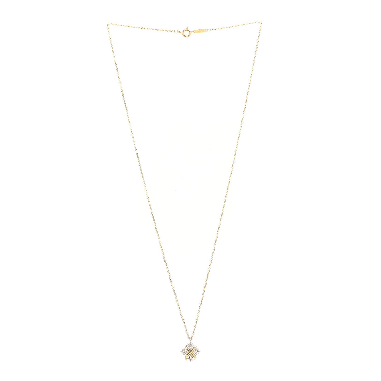 Tiffany Platinum 18K Yellow Gold Diamond Schlumberger Lynn Pendant Necklace 3 of 7
