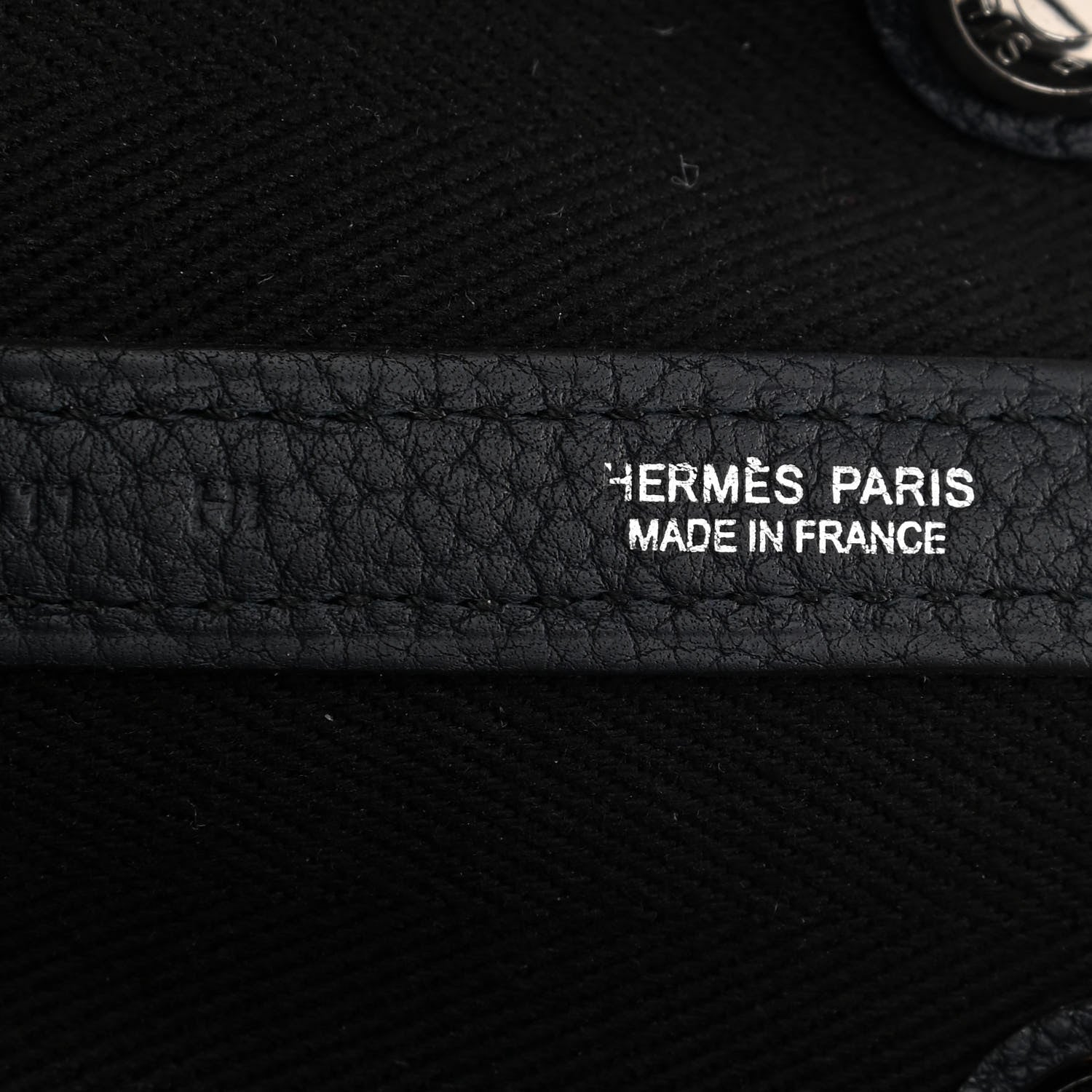 Hermes Chevron Herringbone Toile Negonda Garden Party 30 TPM Black Bleu Nuit 9 of 11